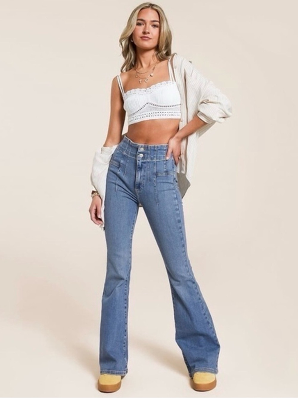 Free People x We The Free Jayde Flare in Sunburst Blue Size 32